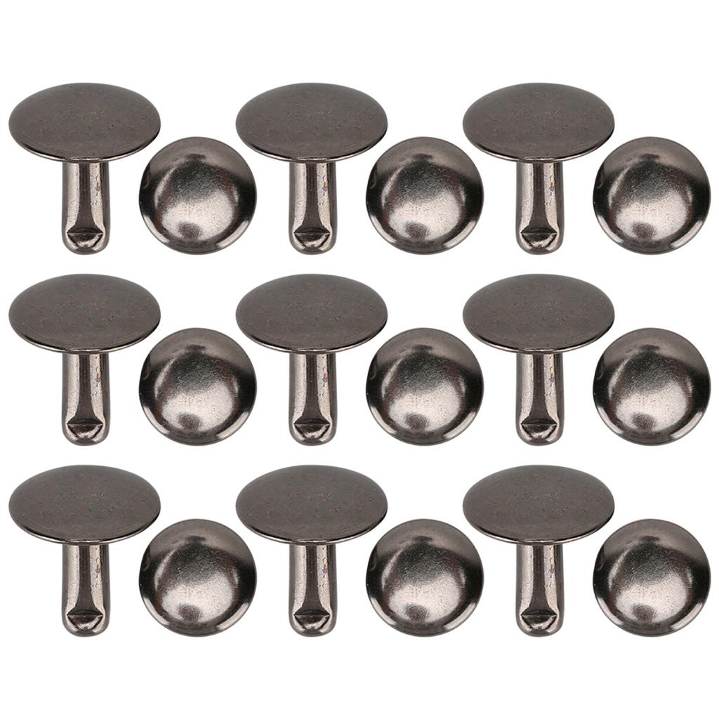 200 Sets Double Cap Rivet Round Stud Nail Iron Jeans Button Leather Shoes Bags Clothes 10x10mmBlack