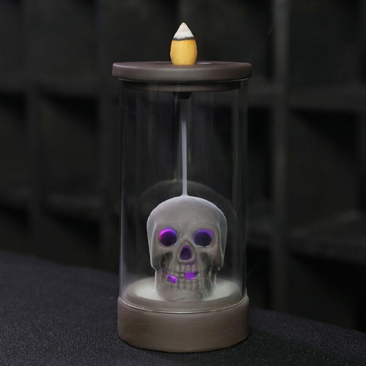 Windproof Lampshade LED Skull Ceramics Incenses Burners Waterfall Backflow Incenses Cones Holders for Home Decoration