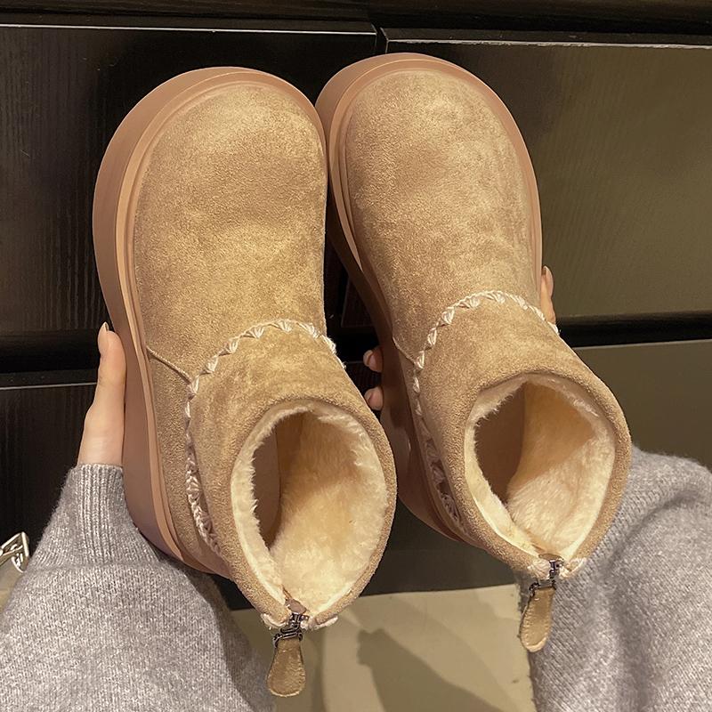 Fashion Platform Thick Bottom Fur Women Snow Boots Autumn Winter Women's Shoes Female Warm Cotton Height Increase  Short Booties
