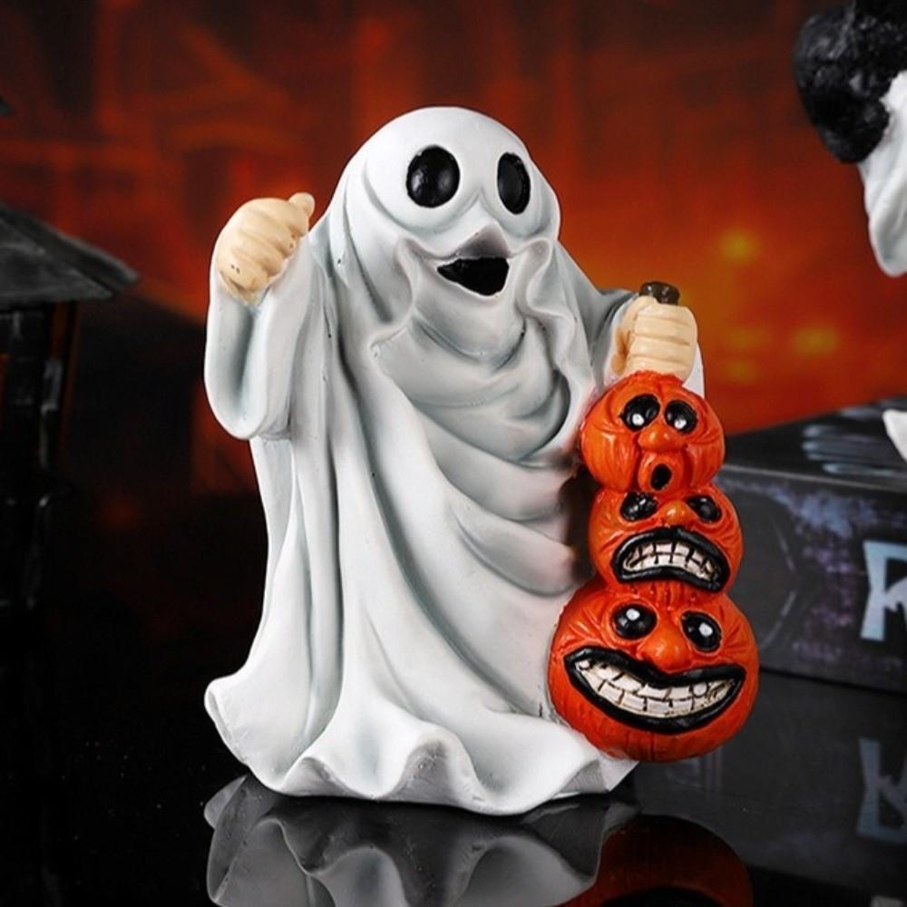 3D Sculpture Ghost Sculpture Cartoon Halloween Figurine Funny Ghost Statue  Office