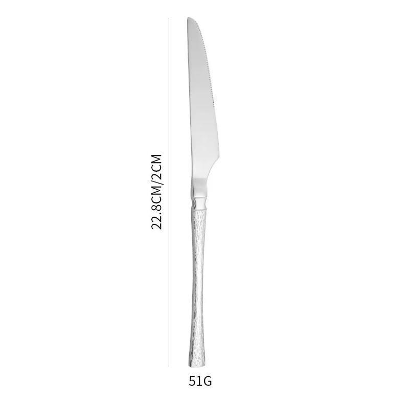 Stainless Steel Long Handle Spoon Dinnerware Set Western Steak Cutlery Ice Pattern Spoon Fork Tree Bark Pattern Small Waist