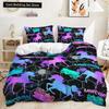Rainbow Unicorn Bedding Set King Queen Size Rainbow Unicorns Duvet Cover Set with Pillowcase Polyester Bed Linen for Kids Girls