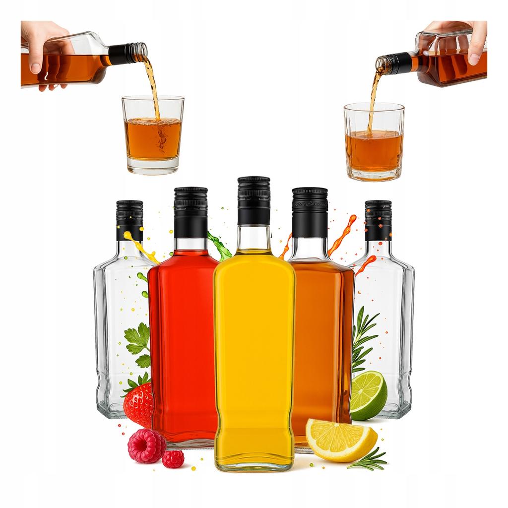 5X Butelka Jack Walker 1000Ml + Zakrętka Na Bimber Whisky Rum Pojemniki 1 L