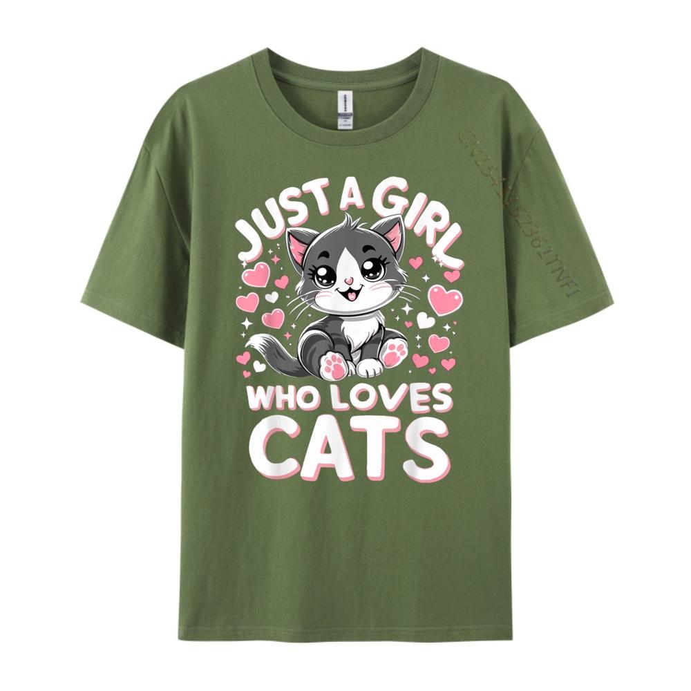 Just A Girl Who Loves Cats Cute Cat Oversized T Shirt Men TShirt