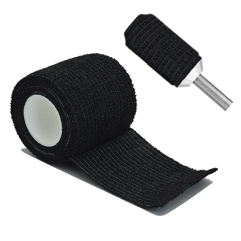 24/48pcs Black Tape Tattoo Hand Strap Anti Slip Sports Non-Woven Fabric Waterproof Disposable Self-Adhesive Elastic Bandage