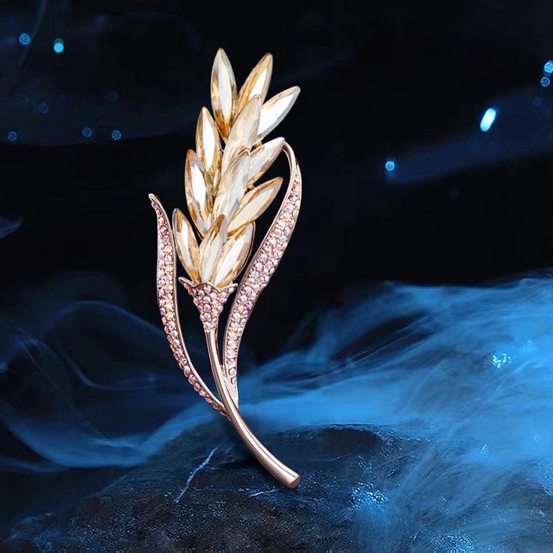 Sophisticated Wheat Ear Brooch for Women – Elegant Large Pin Accessory