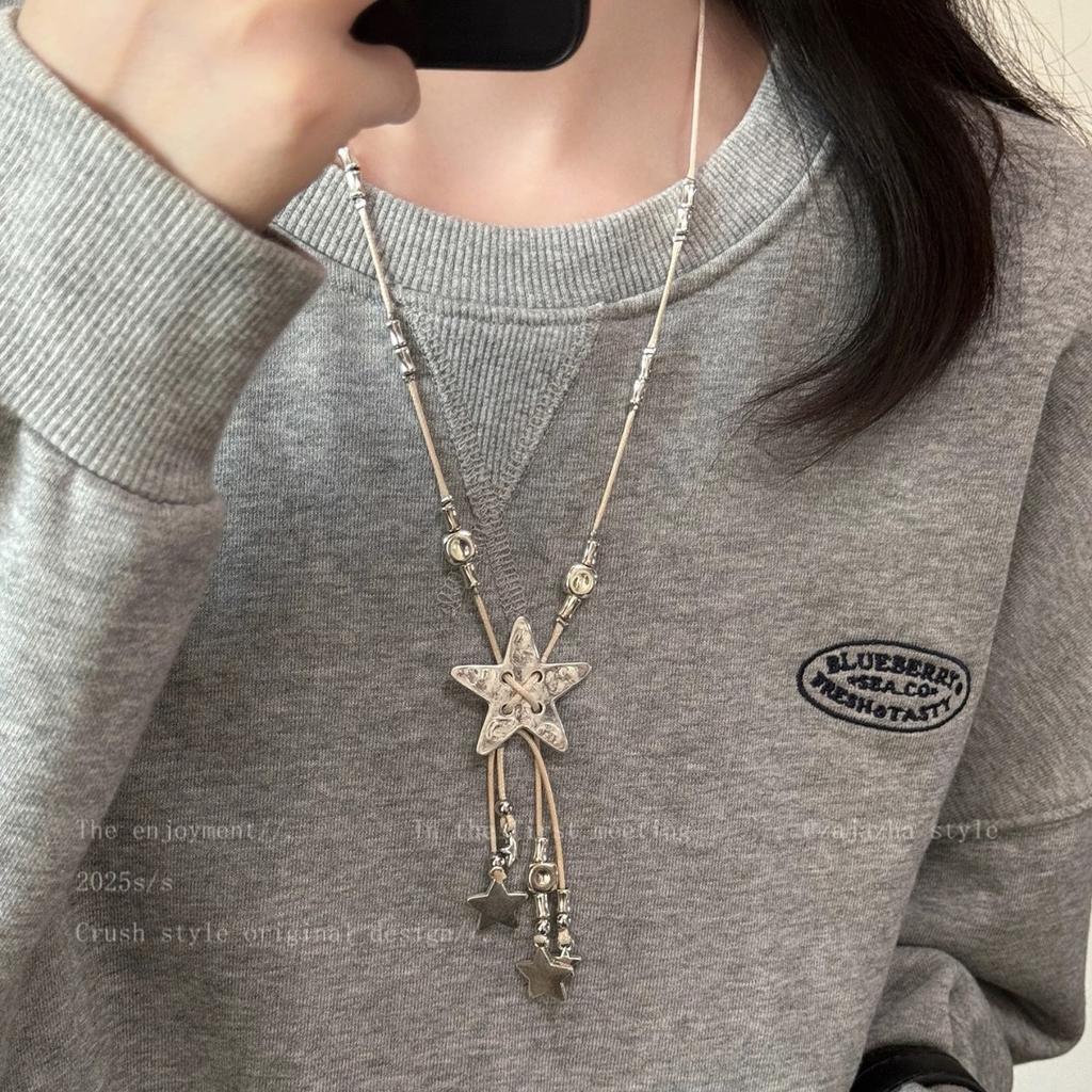 Female Niche Versatile Retro Star Tassel Necklace