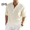 Anti Pilling Shirt Top V Neck Classic Men Summer Loose Shirt