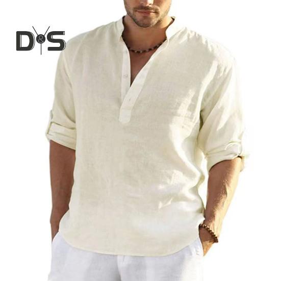 Anti Pilling Shirt Top V Neck Classic Men Summer Loose Shirt