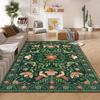 Bohemian Floral Bird Print Area Rug, Non-Slip, Easy Clean, Machine Washable Polyester, Perfect for Entryway, Room, Patio Decor