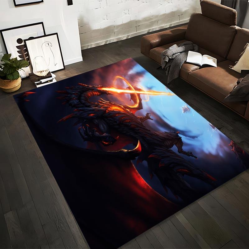 

Fiery Dragon Carpet with Flames and Fantasy Wings1Epic Battle Design for Decor Suitable for use as an anti-slip1 for1room and bedroom sofas 40x60cm( 15x23in )