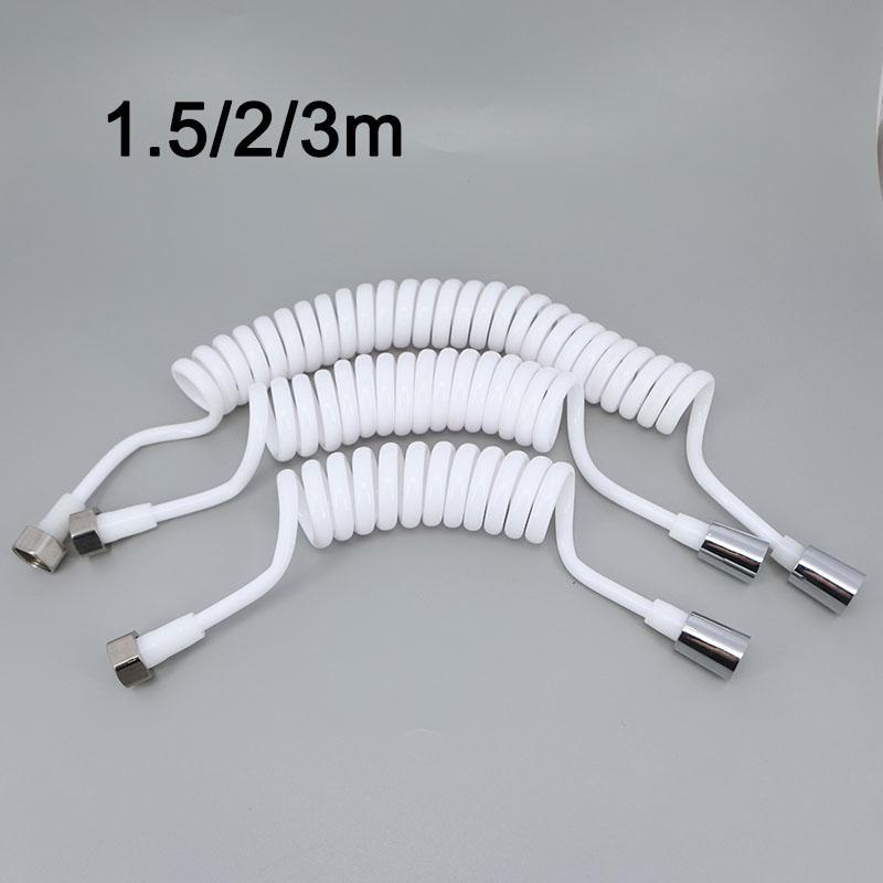 1.5/2/3m Max Flexible White Spring Shower Head Water Hose Tube for Wc Toilet Bidet Sprayer Telephone Line Soft Bathroom Parts