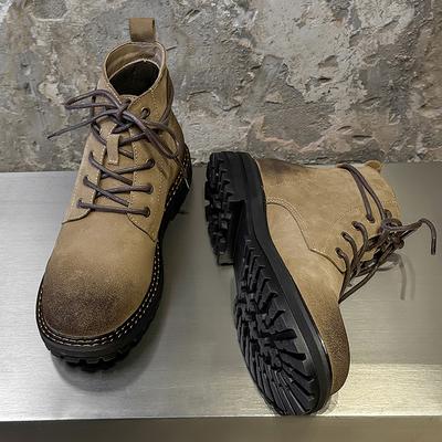 Modne Antypoślizgowe Ręcznie Robione Męskie Botki do Kostki Skórzane Zamszowe Buty Wysokie Outdoorowe Męskie Buty Turystyczne Trampki Moda Męskie Motocyklowe Botas