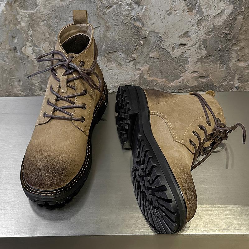 Mode Anti-Rutsch Handgemacht Herren Knöchelhohe Stiefel Wildleder Hohe Schuhe Outdoor Herren Wanderschuhe Sneaker Mode Männlich Motorrad Botas