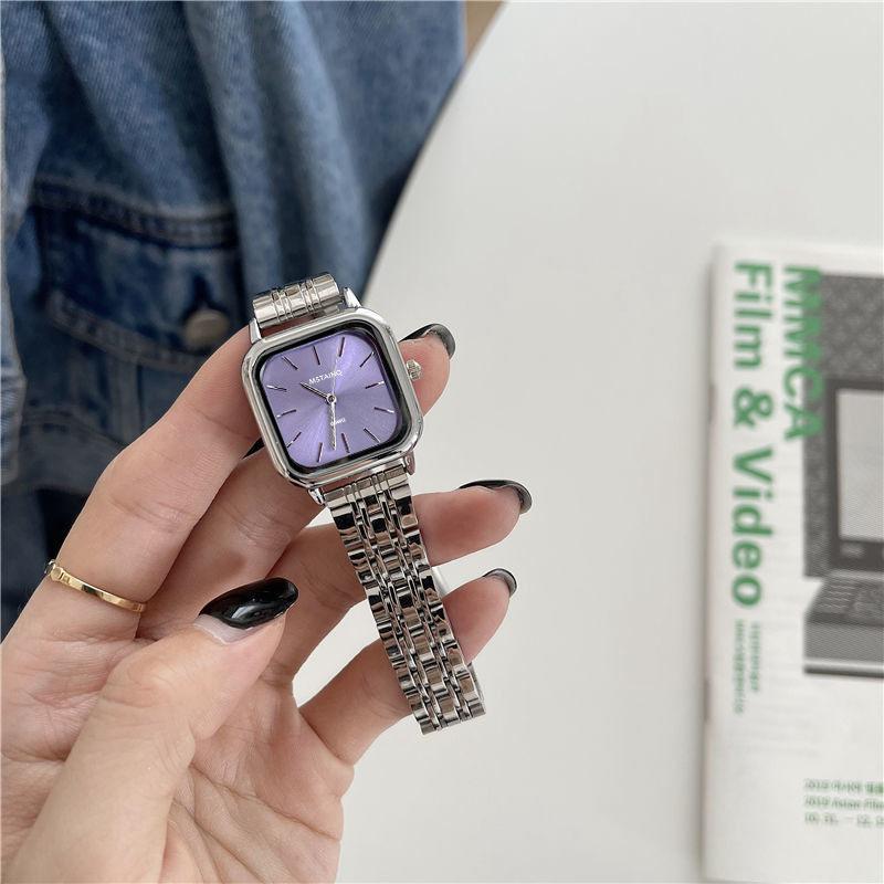 Fresh And Versatile Lavender Purple Small Dial Watch Female Exquisite Small Light Luxury Literary And Retro Quartz Watch
