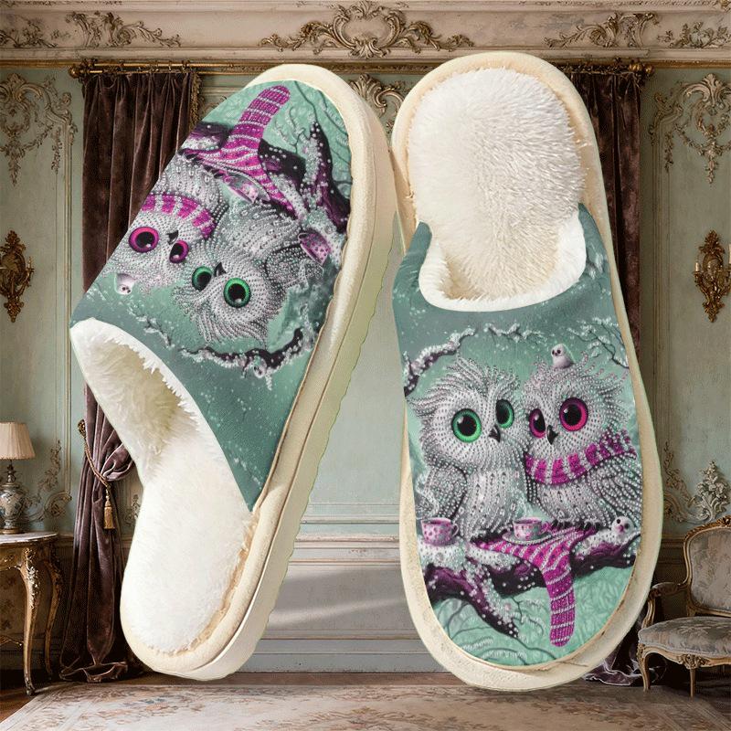 Men s Cross-Border Exclusive Owl Pattern Cotton Slippers 40-41