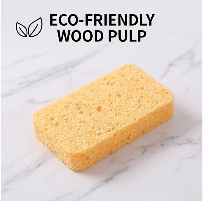 Thickened Wood Pulp Sponges, Single Pack, Absorbent Non-Scratch Kitchen Dish Scrubbers