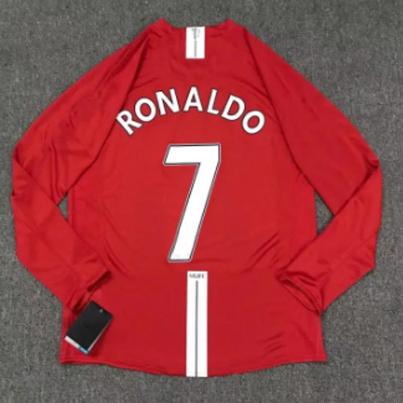 Kırmızı Şeytanlar retro uzun kollu forma MU iç saha retro futbol futbol forması