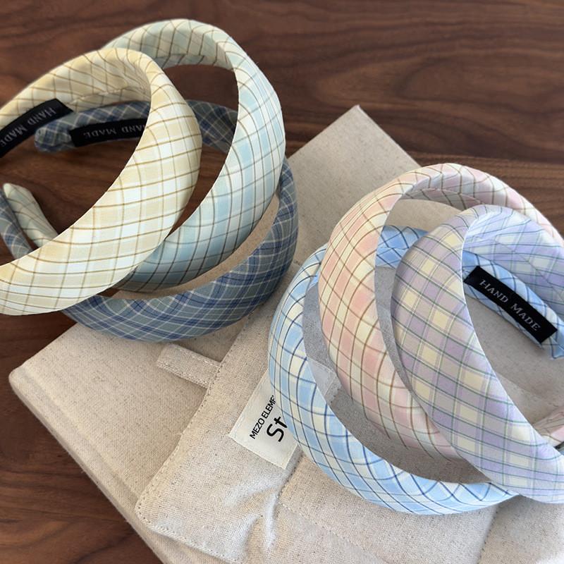 Cloth Plaid Sweet Headband Women's Korean Fashion Fresh Hair Band Outdoor Hair Accessories