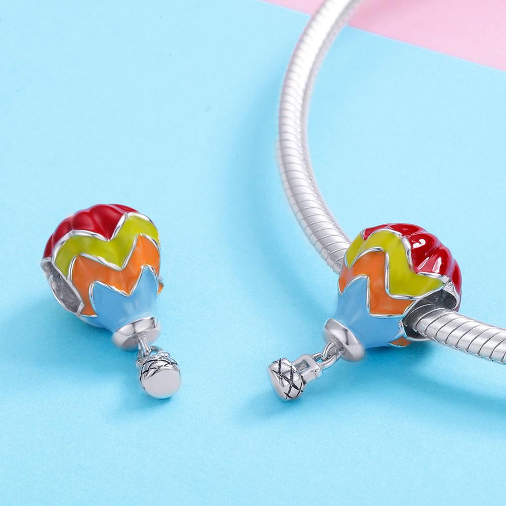 Love Balloon Bear Diy Beaded Accessories Colored Hot Air Balloon S925 Silver Beaded Jewelry