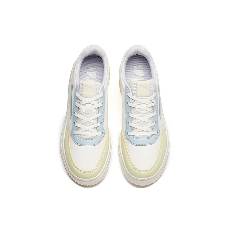 Anta Lifestyle Series Biscuit Shoes Thick Sole Non-Slip Shock Absorbing Wear-Resistant Low-Top Skate Shoes Women sneaker White Blue 922228005-4