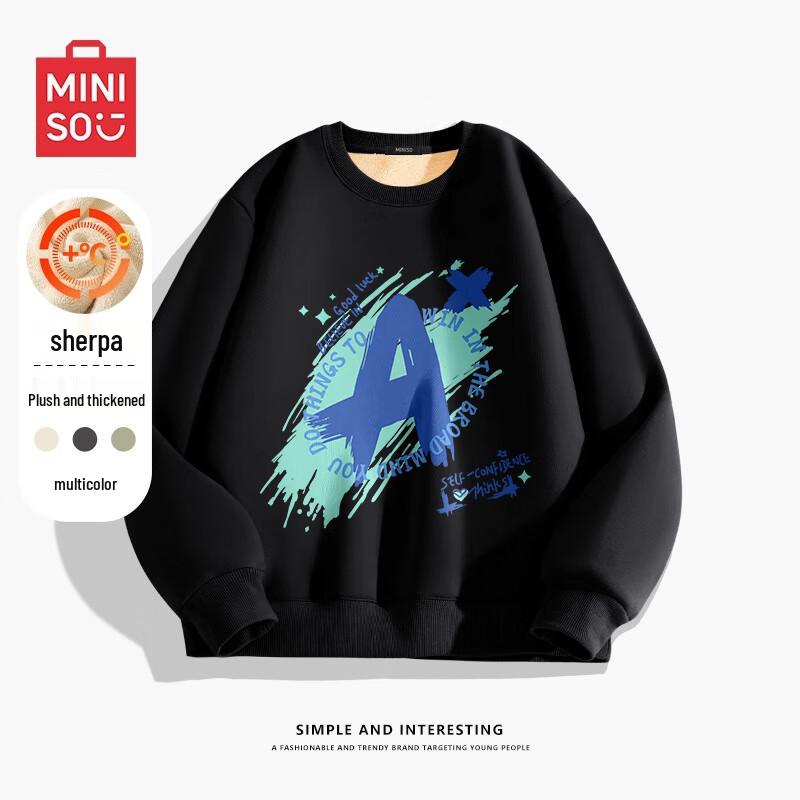

MINISO Men s Heavyweight Fleece-Lined Crewneck Sweatshirt 2XL