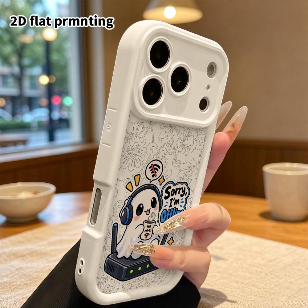 Phone Case: 2D flat design suitable for iPhone 18, 17, 16, 15, 14, 13 Pro protective case, unisex, offline little ghost, Christmas and Halloween gifts