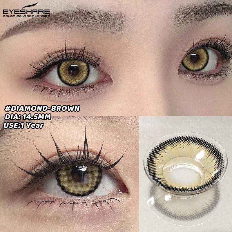 AMARA 2 Stück Neue Farbige Kontaktlinsen für Augen Mode Braune Linsen Natur Weiche Linsen Schönheit Pupille Damen Make-up
