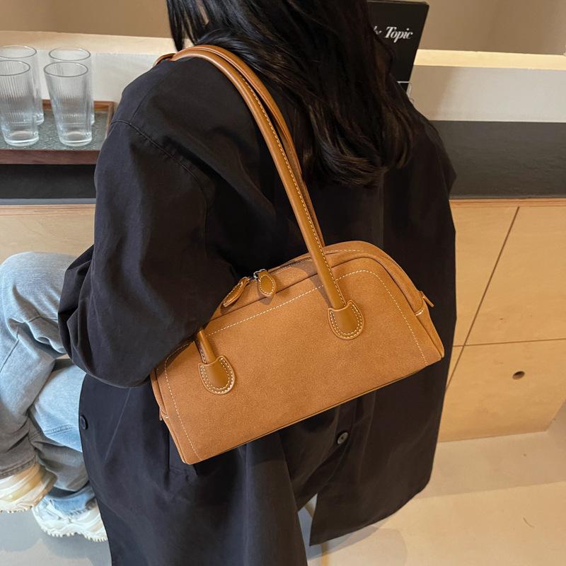 Autumn New Baguette Bag Simple Splicing Design Underarm Bag Women's Fashion Personality Shoulder Bag