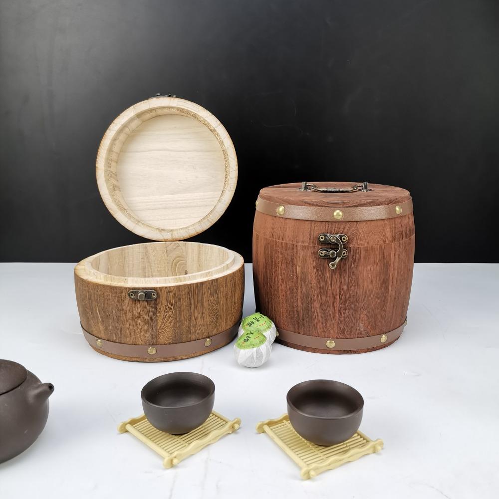 Portable Wood Barrel Canister High Quality Antique Mini Storage Box Kitchen Storage
