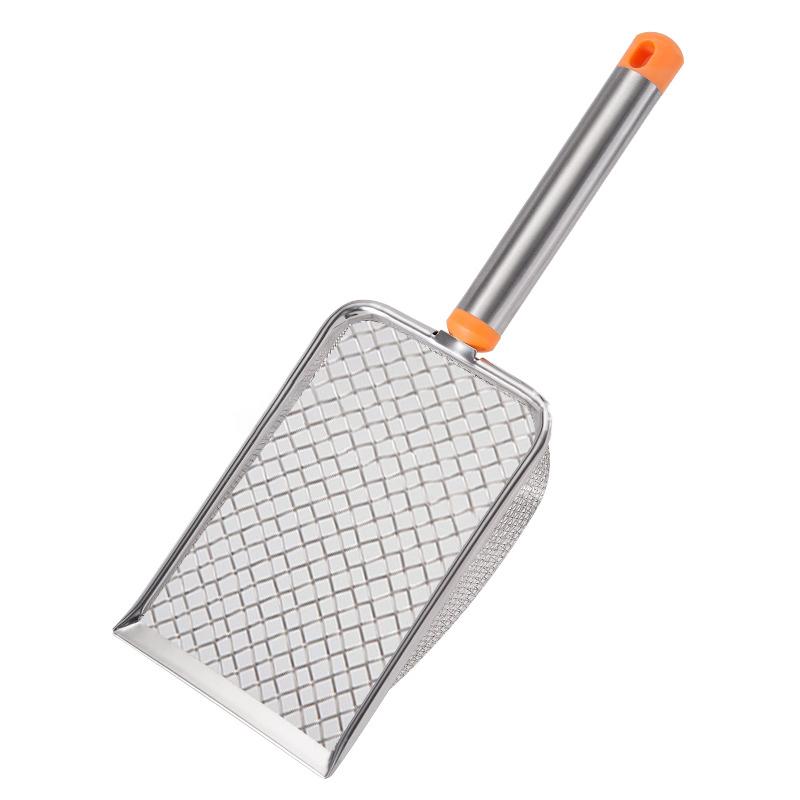 

Совок для кошачьего туалета из нержавеющей стали с мелкой сеткой, легко моется, антипригарный совок для рептилий, эффективный прочный совок для кошачьего туалета