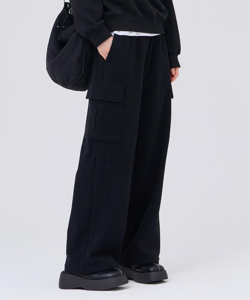 CHASECULT Women'S Wide Cargo Corduroy Pants - Black
