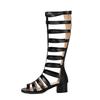 Brown Women Gladiator Sandals Med Block Heel Lady Casual Shoes Large Plus Size 48