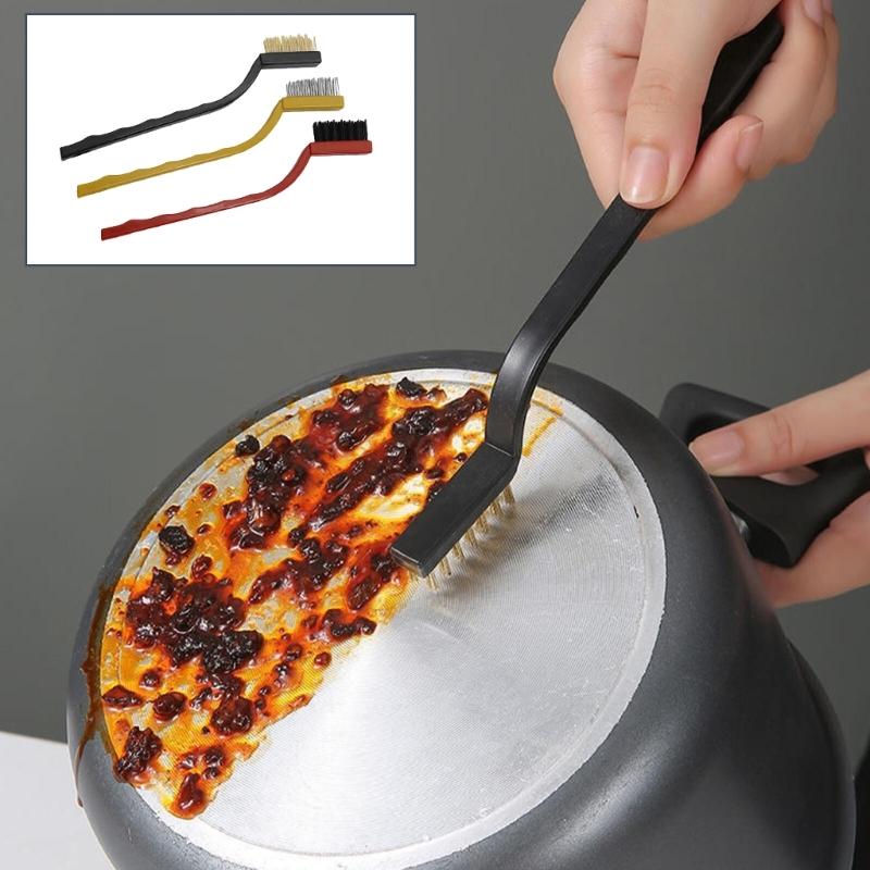 3Pieces Kitchen Stove Brush Set Metal Fiber Brush Strong Decontamination Kitchen Cleaning Brushes