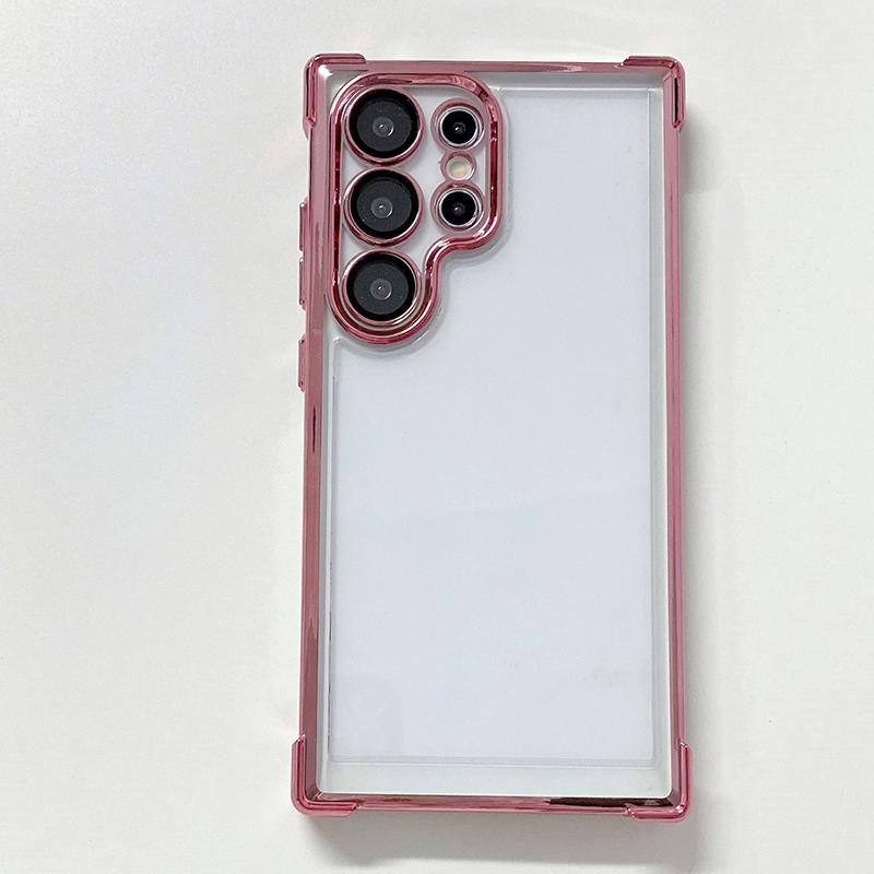 Luxury Plating TPU Four Corner Shockproof Transparent Phone Case For Samsung S24 Ultra S22 S23 Ultra Plus FE Bumper Back Cover