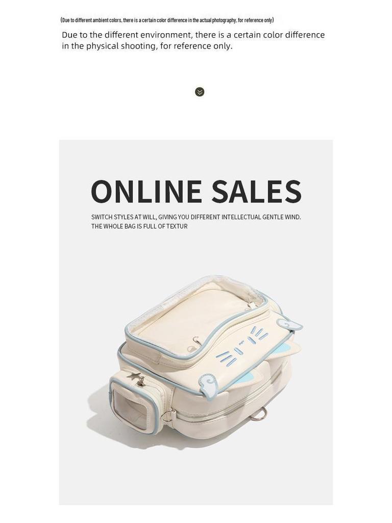 Y2K Millennium Large Capacity Cat Print Shoulder Crossbody Backpack 2024