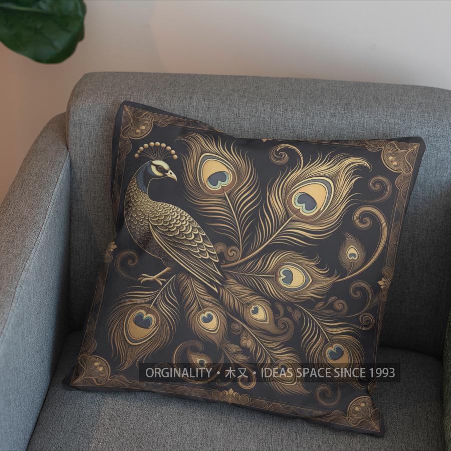 

2D Peacock Feathers Pattern Decorative Pillow Covers Pattern Cushion Cover Suitable for Sofa Bedroom Car Pillow Cover 40x40cm