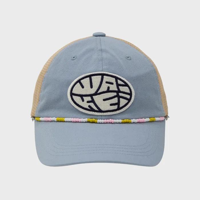 Detachable Bead String Mesh Ball Cap Sky Blue
