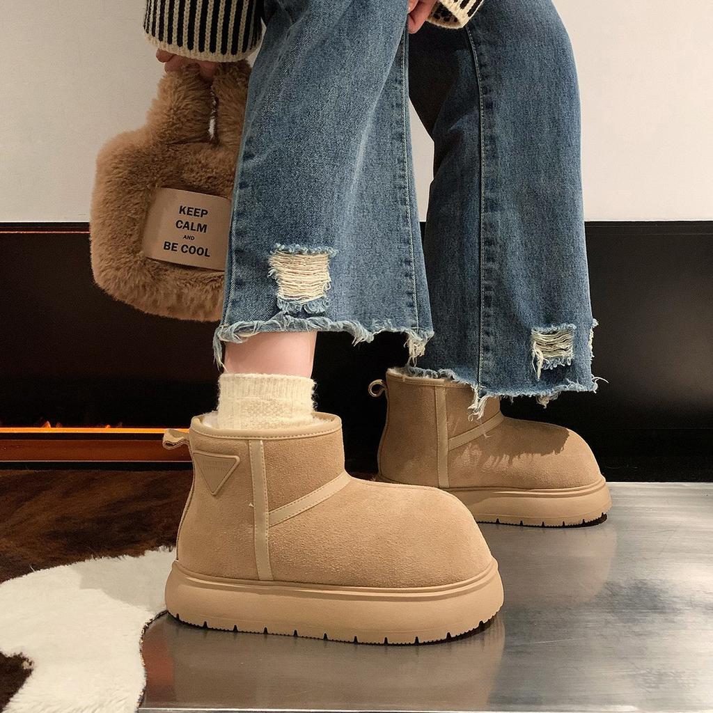 Warm Thick-soled Snow Boots Women's 2025 New Winter Outdoor Piled Thickened Big-headed Short Boots Northeast Cotton Shoes