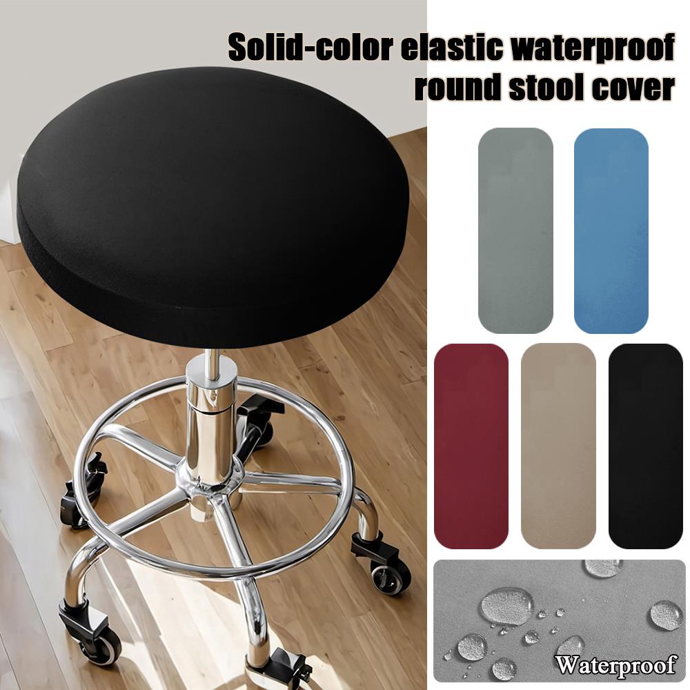 1PC Solid Color Elastic Waterproof Milk Silk Round Stool Cover Suitable For Round Stool Cover Anti Dirty Dining Stool Covers