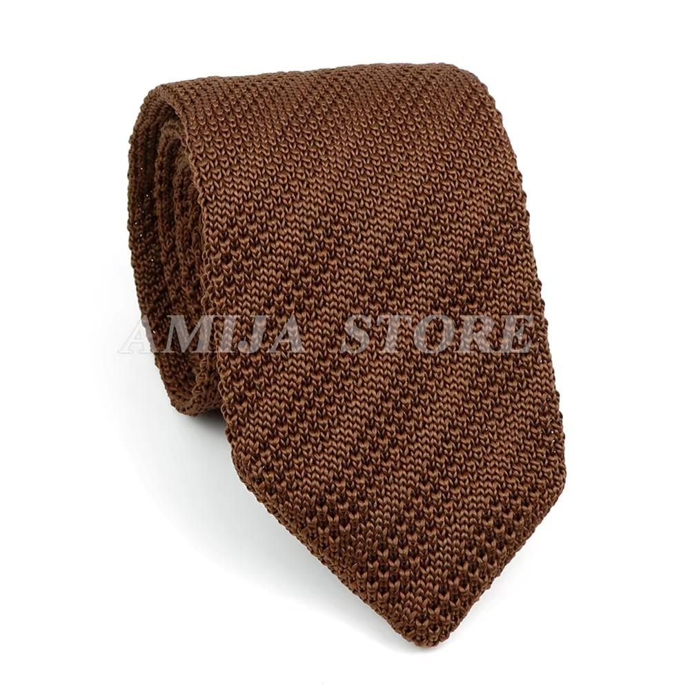 Bunte Herrenstrickkrawatte Einfarbige Krawatte Schmal 7CM Strick Warm Hals Geschenke Für Männer Gewebt Designer Alltagsaccessoires Für