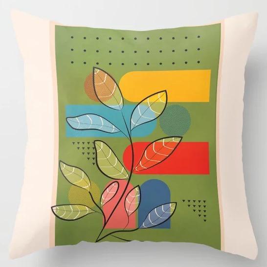Student Lunch Break Pillow Bedroom Bedside Back Pillow Plant Flower Print Pillow Case Sofa Cushion