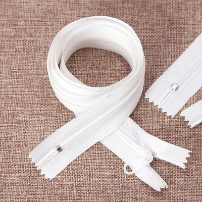 White Nylon Closed-End Zipper for Protective Clothing, Sheets, Pillows, Tents (No. 3 & No. 5)