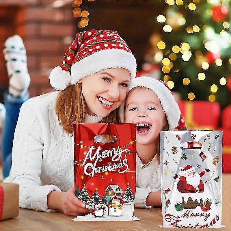 10/30 Cartoon Plastic Christmas Gift Bags for Sweets and Cookies. Christmas Home Decoration, Ideal for Kids. New Year's Gift 2026.
