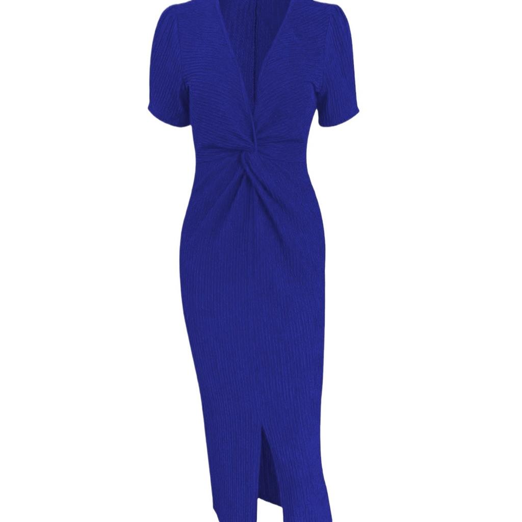 2024 European and American foreign trade cross-border new v-neck solid color hip-wrapped slit temperament elegant waist dress evening dress