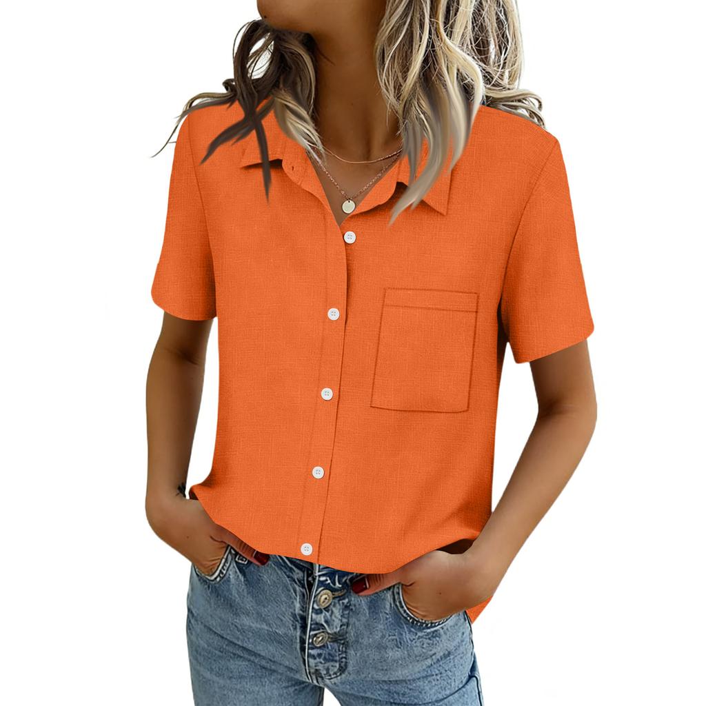 Women Blouses Short Sleeve Button Down Shirts Business Casual Dressy Work Tops Summer Spring Clothes