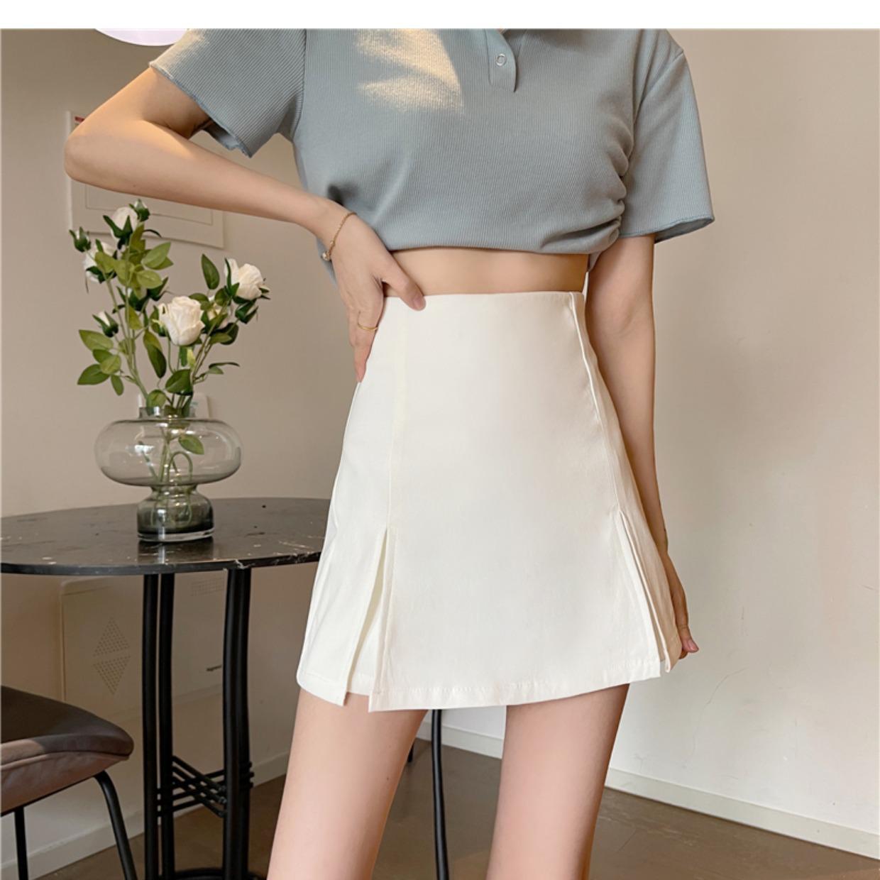 

Женская универсальная миди-юбка А-силуэта с высокой талией - Лето 2024, маленькая облегающая юбка L белый