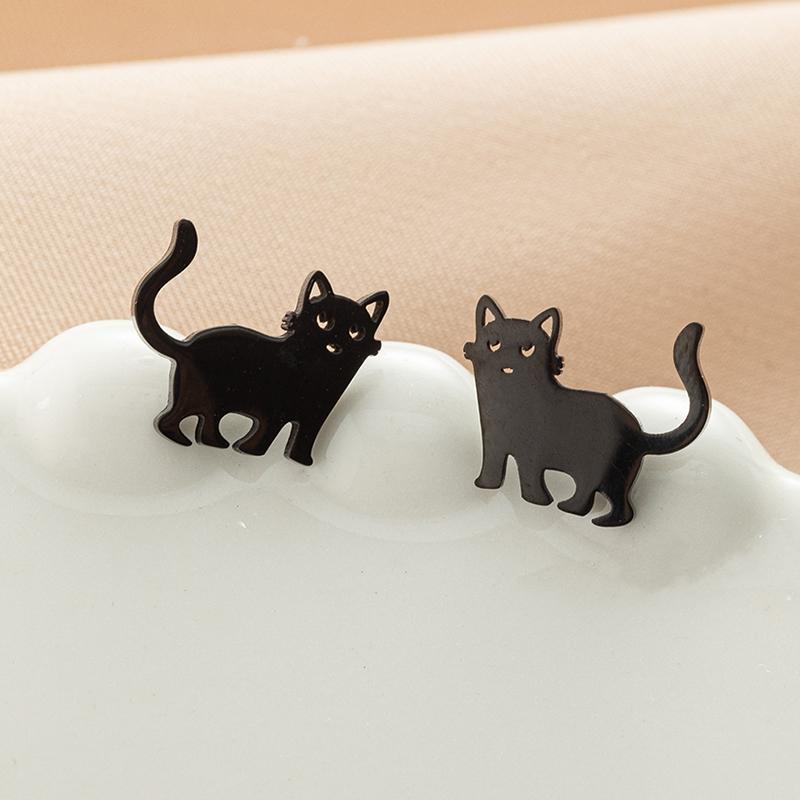 Cute Cat Stainless Steel Stud Earrings for Women Persian Cat Ear Jewelry Girls Student Birthday Earring Gifts Accessories