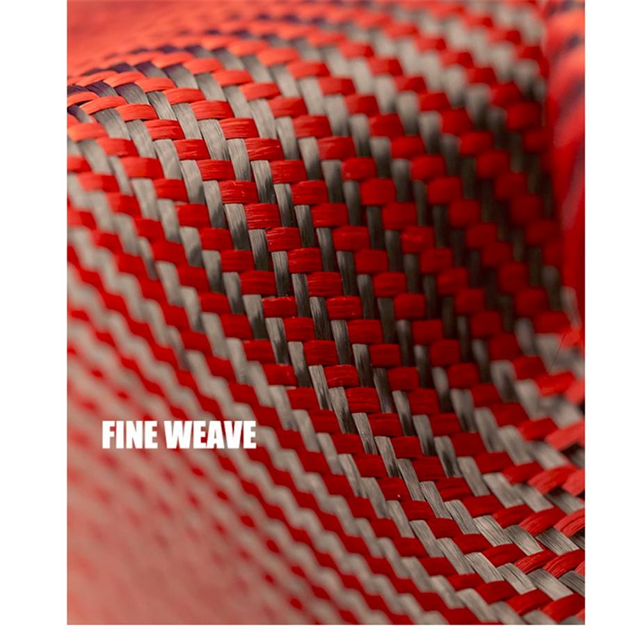 

12 X 60 Carbon Fiber Fabric Cloth 3k 2x2 Twill Weave Fabric 220gsm Black & Red