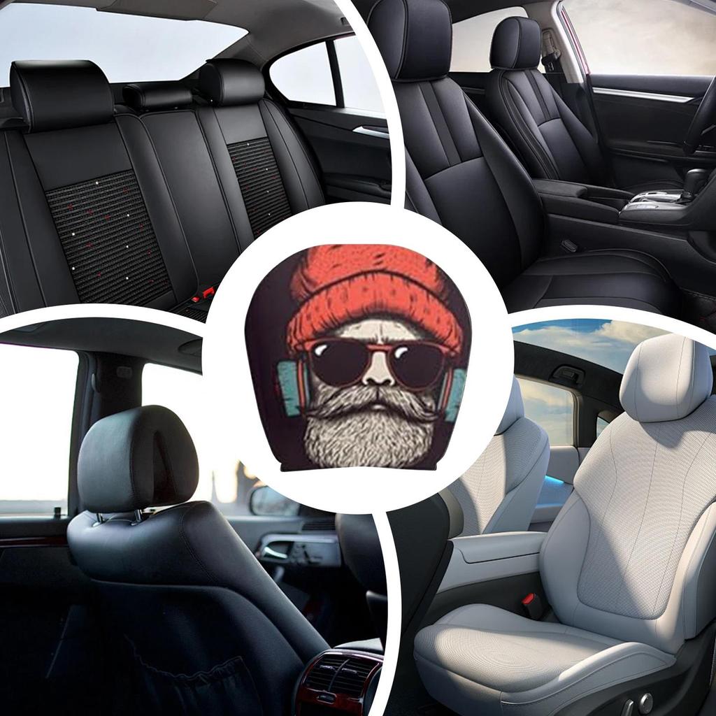 2pcs Car Headrest Covers Funny Cartoon Vehicle Accessories Auto Front Seat Headrest Cover Car Seat Headrest Protective Cover